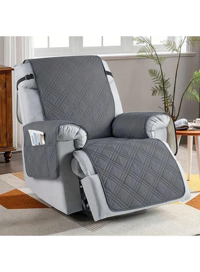 Modern Plush Single Recliner Sofa Cover Dark Gray Ultrasoft Pet Friendly Machine Washable - Image 4